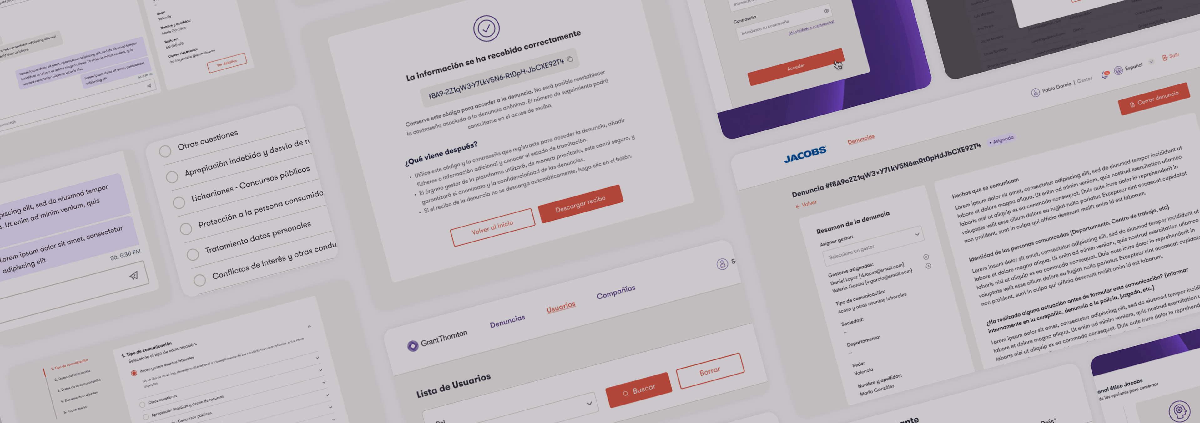 A showcase of multiple screens of the application